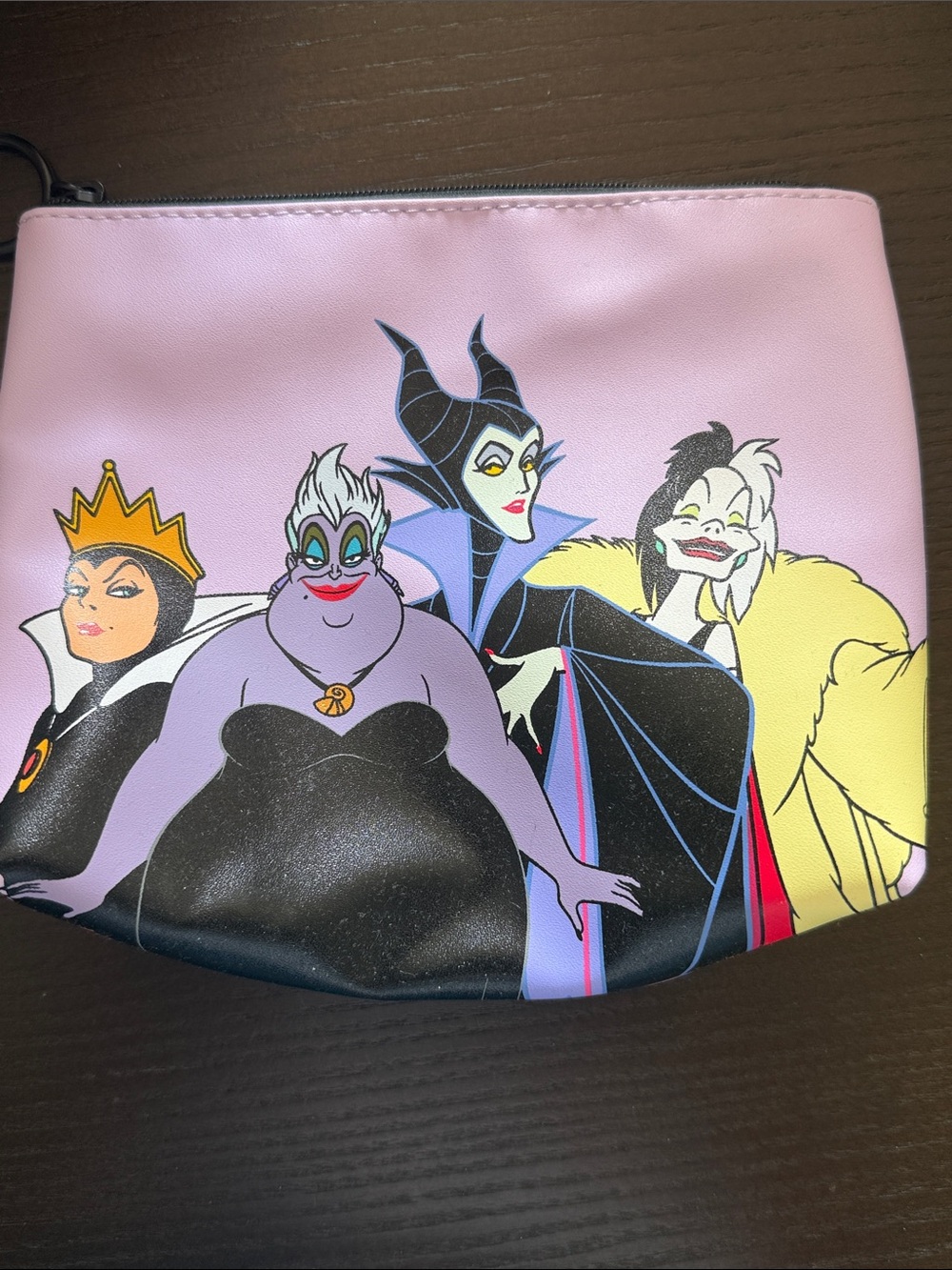 NWT Vegan H and M Disney Villains Purple Cosmetic Pouch - Icon Character Print